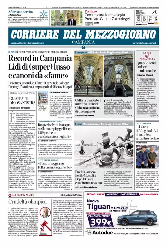 Prima-pagina-corriere del mezzogiorno-del-2024-08-06